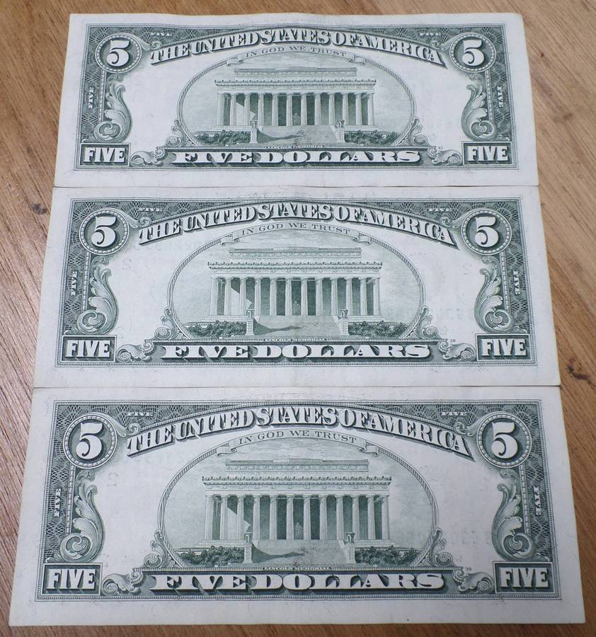 USA 5 Dollars 1995 - 3 in sequence