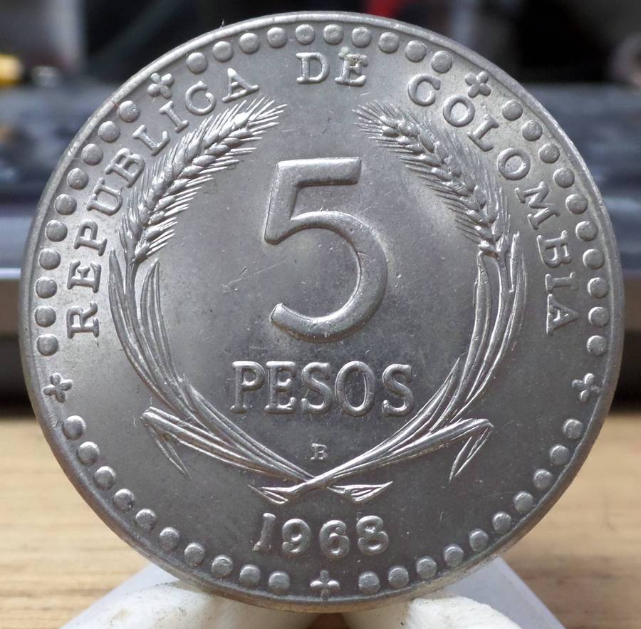 *R1 Auction* Colombia 5 Pesos 1968 - 39th Eucharistic Congress