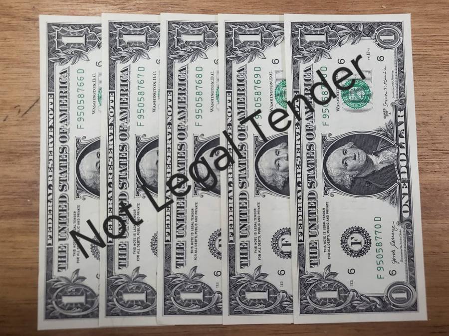 US Dollar Note Sequel Pack (5) : F95058766D-F95058770D - UNC