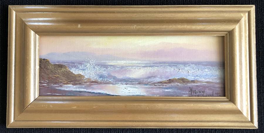 ORIGINAL - YVONNE SWANEPOEL - OIL ON BOARD "BLOUBERG STRAND" IN GOLD FRAME