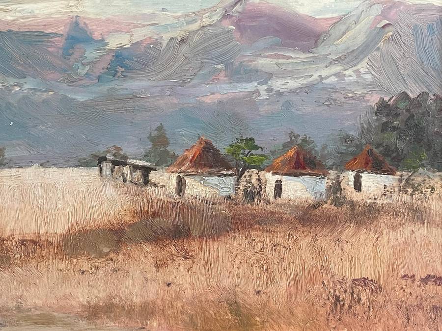 ORIGINAL OIL PAINTING ON BOARD OF ZULULAND