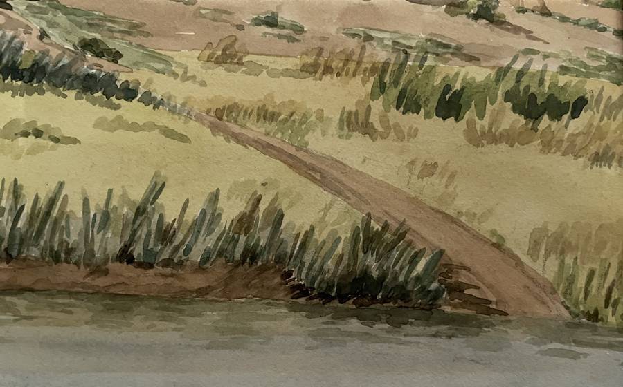 "KAROO RIVER STREAM" - ORIGINAL P WHITWORTH WATER COLOUR PAINTING IN GOLD FRAME