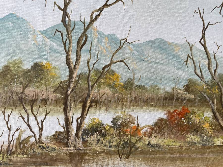 ORIGINAL WELL KNOWN SA ARTIST - HEATHER RIDER - OIL ON CANVAS ON BOARD IN GOLD FRAME