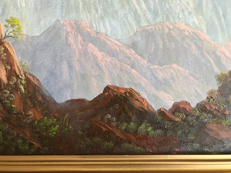ORIGINAL WERNER FORDELMANN (1926-2012) OIL ON CANVAS ON BOARD -MOUNTAIN LANDSCAPE IN GOLD FRAME