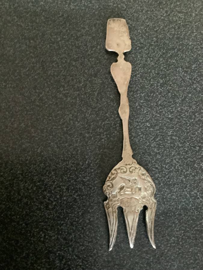 Vintage Silver Montagnani Italy Serving Fork~ Firenze Fleur Lion