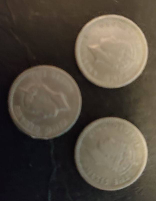 3 PENCE COINS SET OF 3 - SOUTHERN RHODESIA -  KING GEORGE VI