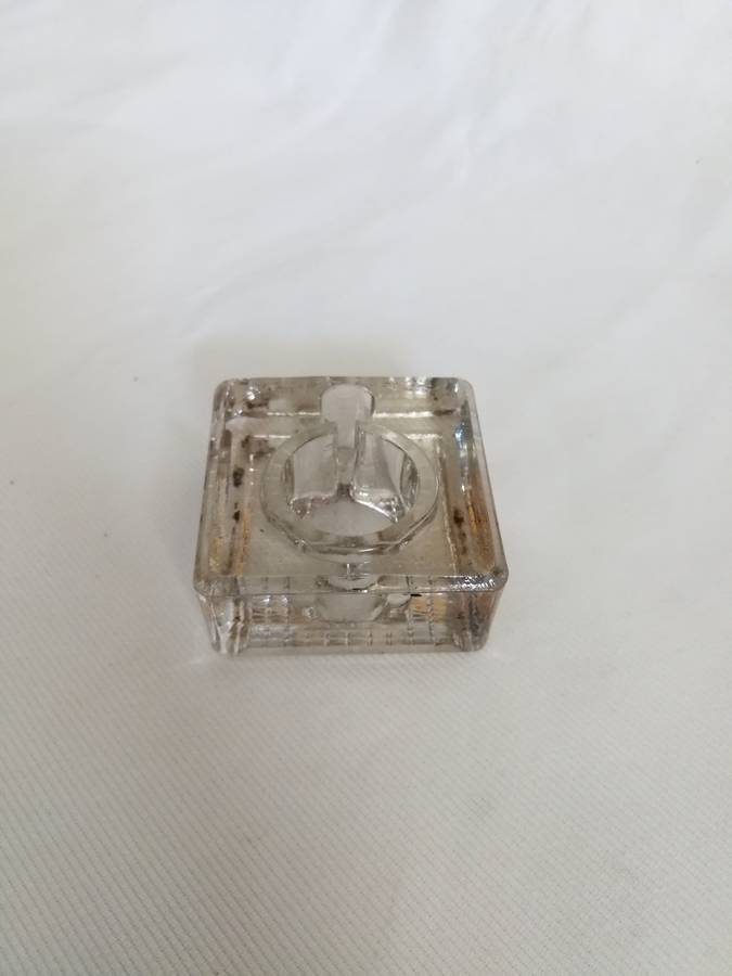 VINTAGE LARGE GLASS INKWELL- Velos, Made in England