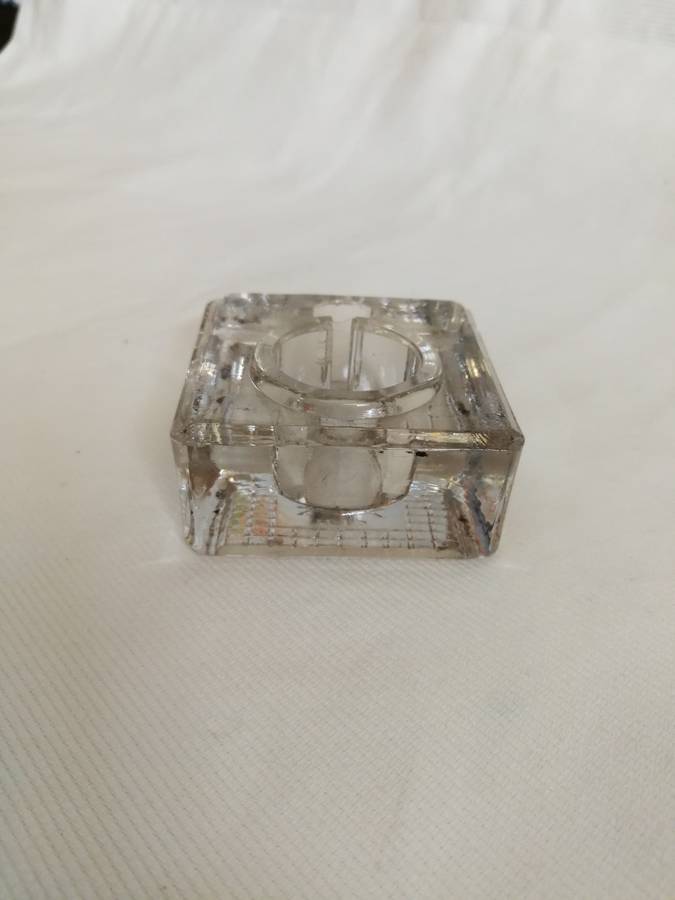 VINTAGE LARGE GLASS INKWELL- Velos, Made in England