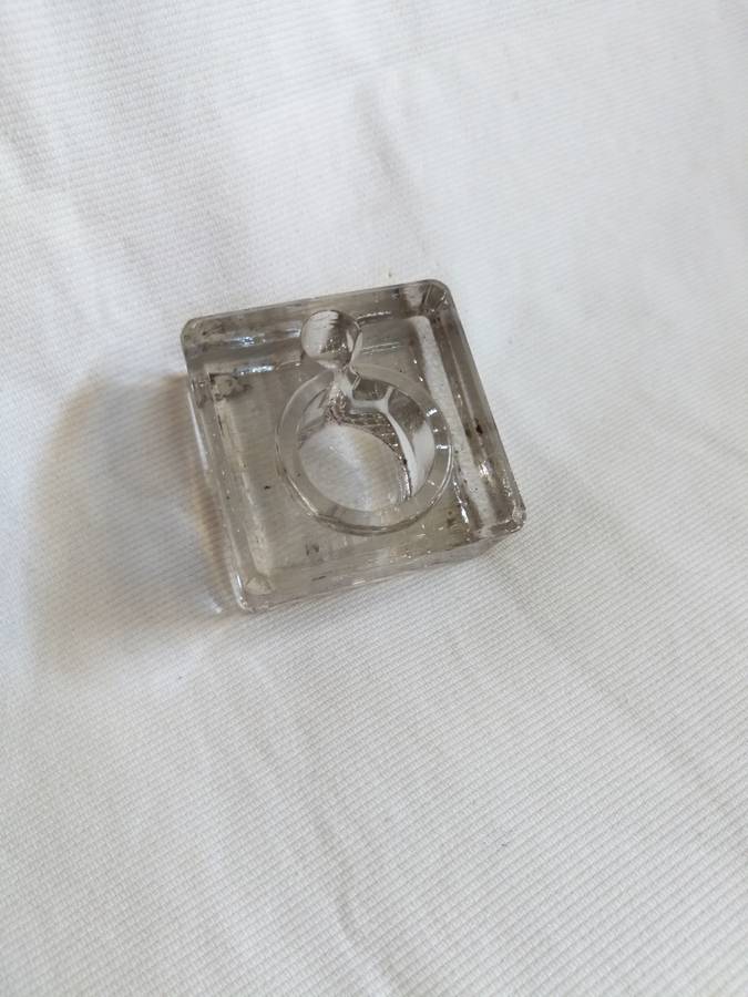 VINTAGE LARGE GLASS INKWELL- Velos, Made in England