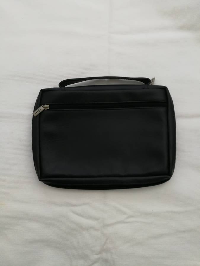Black Bible Cover With Letter Print, Storage Bag, Handbag For Books Or Manuals Protection Travel