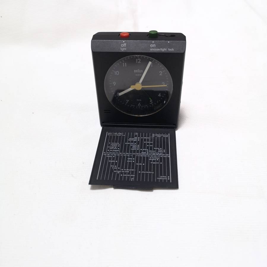 Vintage BRAUN Quartz AB314 SL Travel Alarm Clock Black Pocket Size Made In Germany