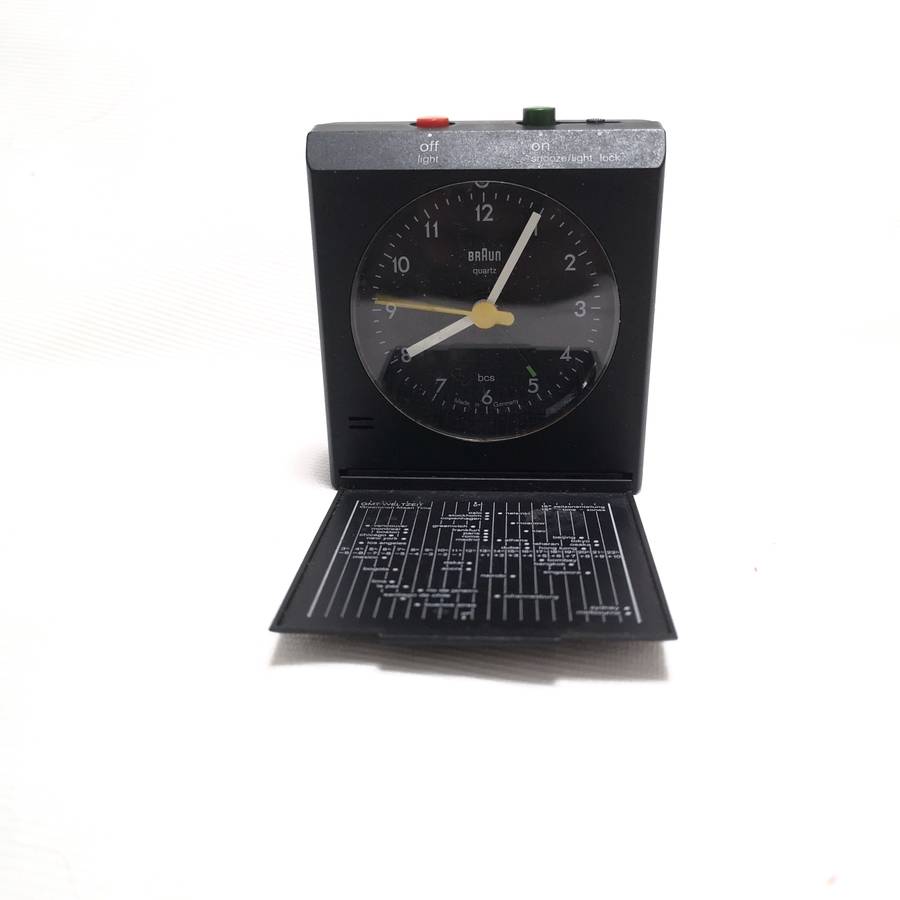Vintage BRAUN Quartz AB314 SL Travel Alarm Clock Black Pocket Size Made In Germany