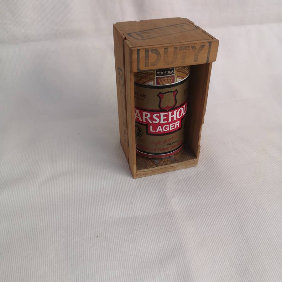 Parody Beer can in Crate- A##hole Lager