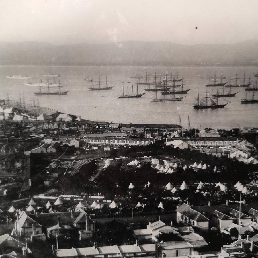 Historical Vintage 1800s Image "Cape Town Harbour from Signal Hill"