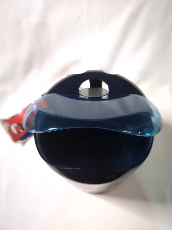 CINZANO 80s Vintage Blue plastic ice bucket, designer Jean Pierre Vitrac- Italy- Boxed
