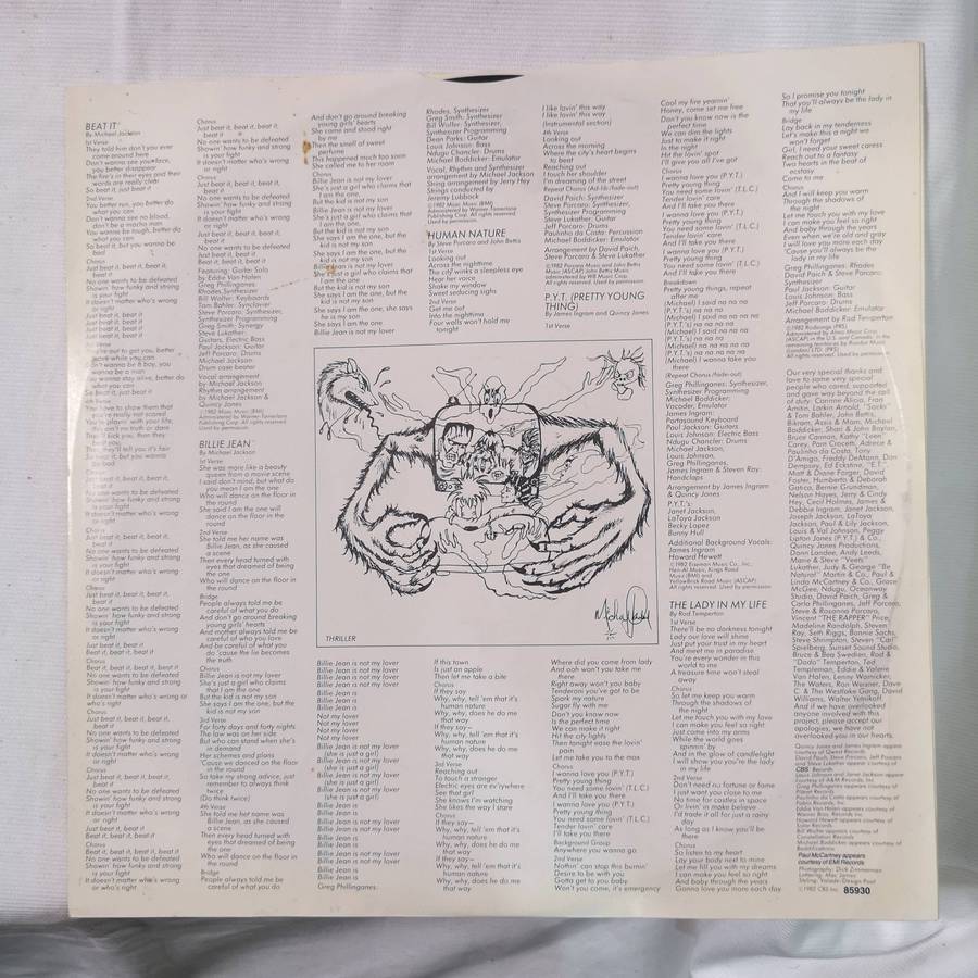 Michael Jackson Thriller 1982 Original Produced by Quincy Jones. LP