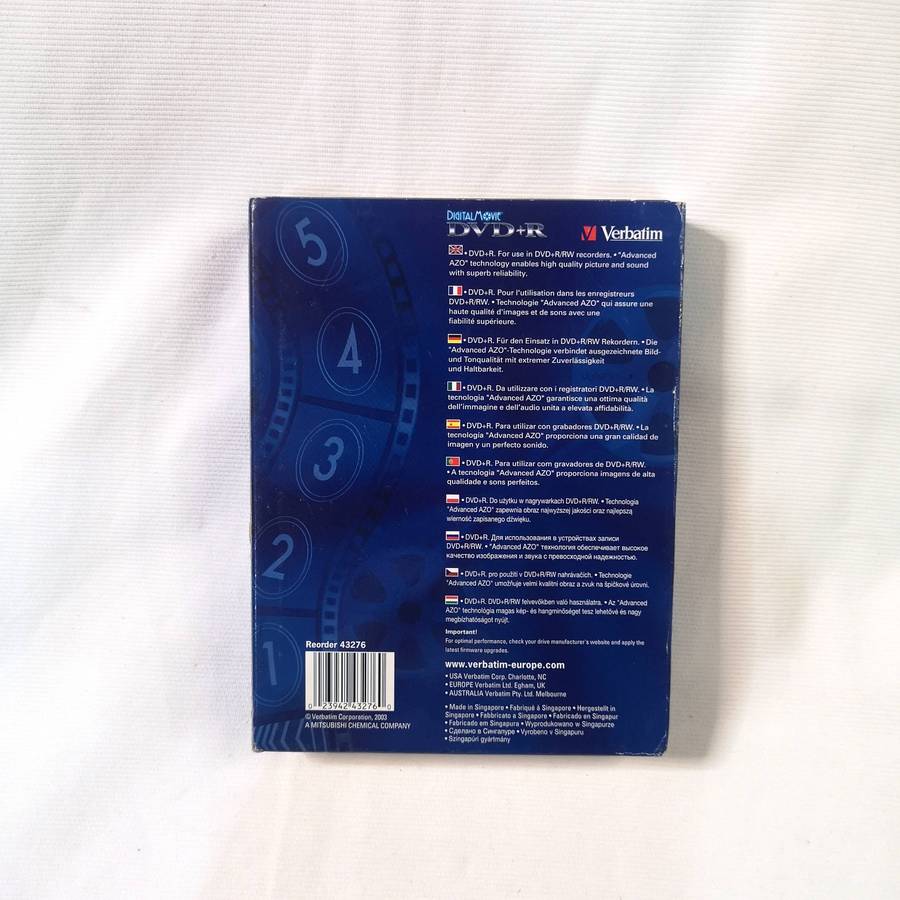 Verbatim DVD+R Recordable Digital Movie 3 Pack Unused Super Jewel Box