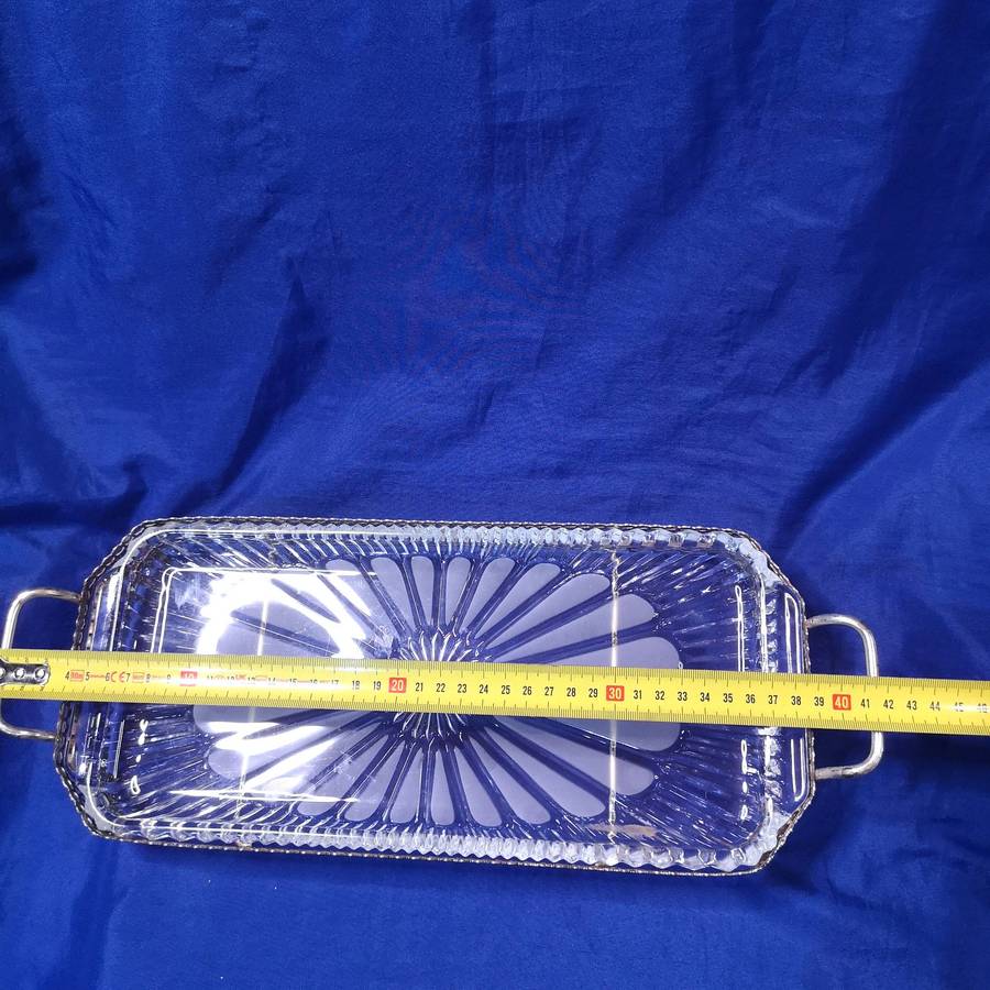 Vintage Silverplate Glass Serving Tray with Removable Glass Platter