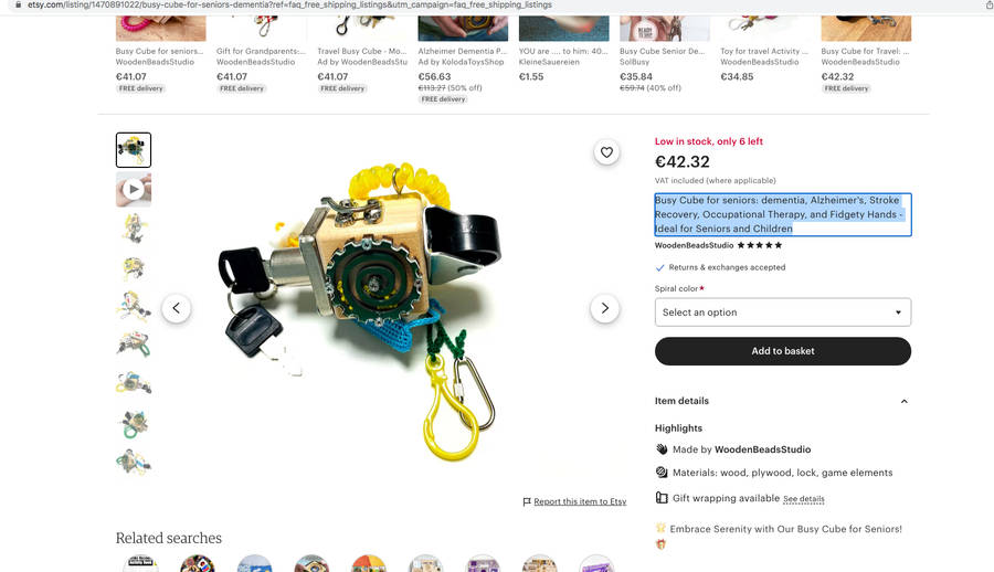 Busy Cube for seniors: dementia, Alzheimer's, Stroke Recovery, Occupational Therapy, and Fidgety Han