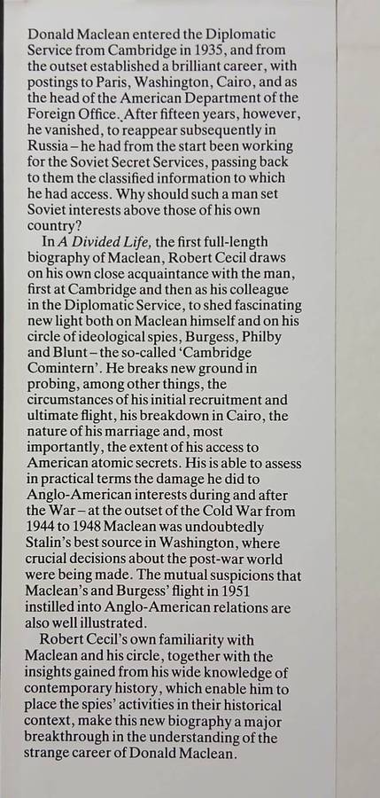 A Divided Life - A Biography of Donald MacLean ~ Robert Cecil