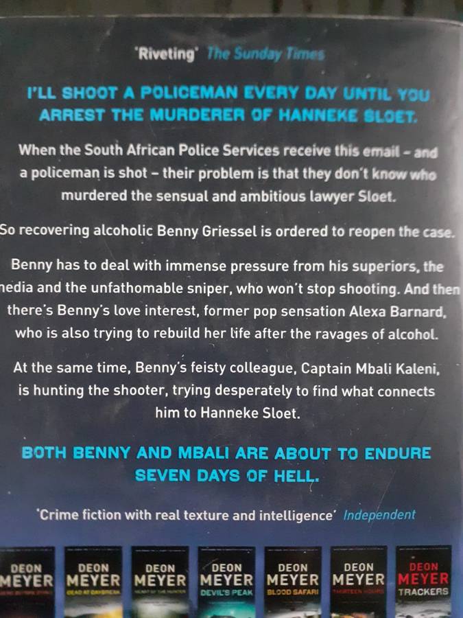 3 x novels by Deon Meyer - 7 Days / Devil's Peak / Dead Before Dying