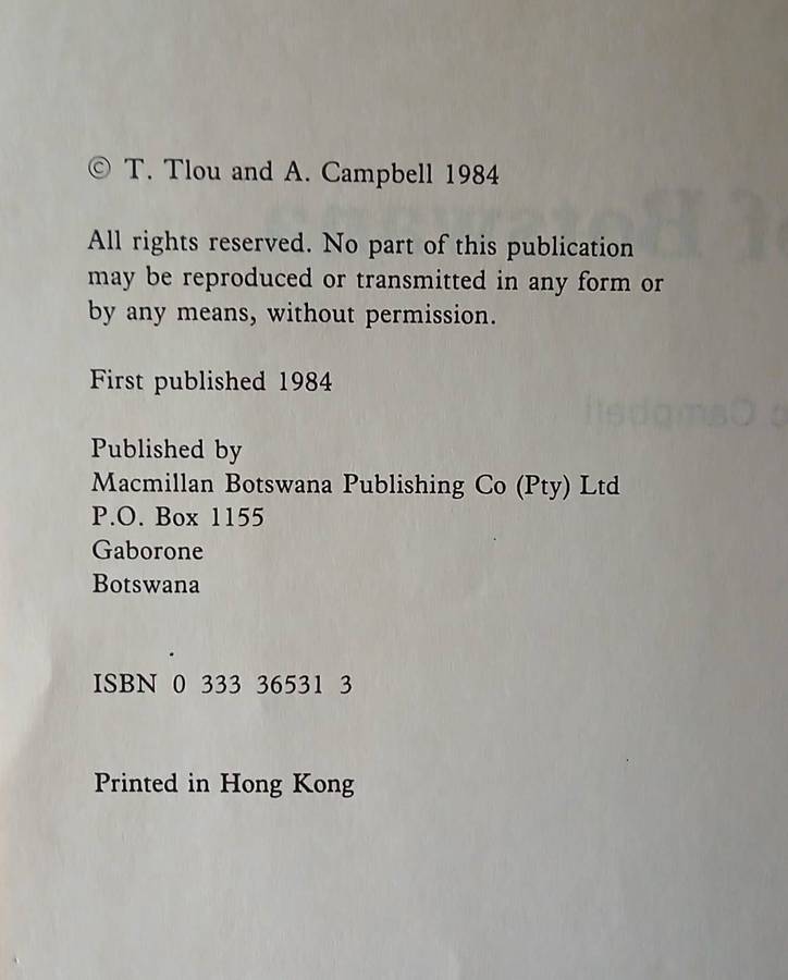 History of Botswana ~ Thomas Tlou / Alec Campbell