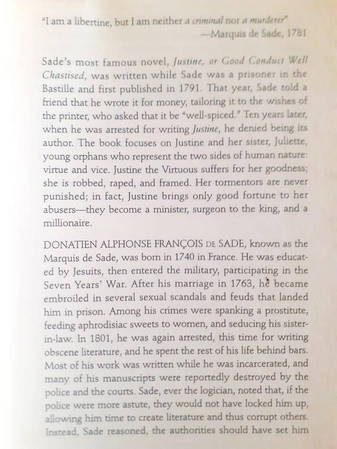 Justine ~ Marquis de Sade