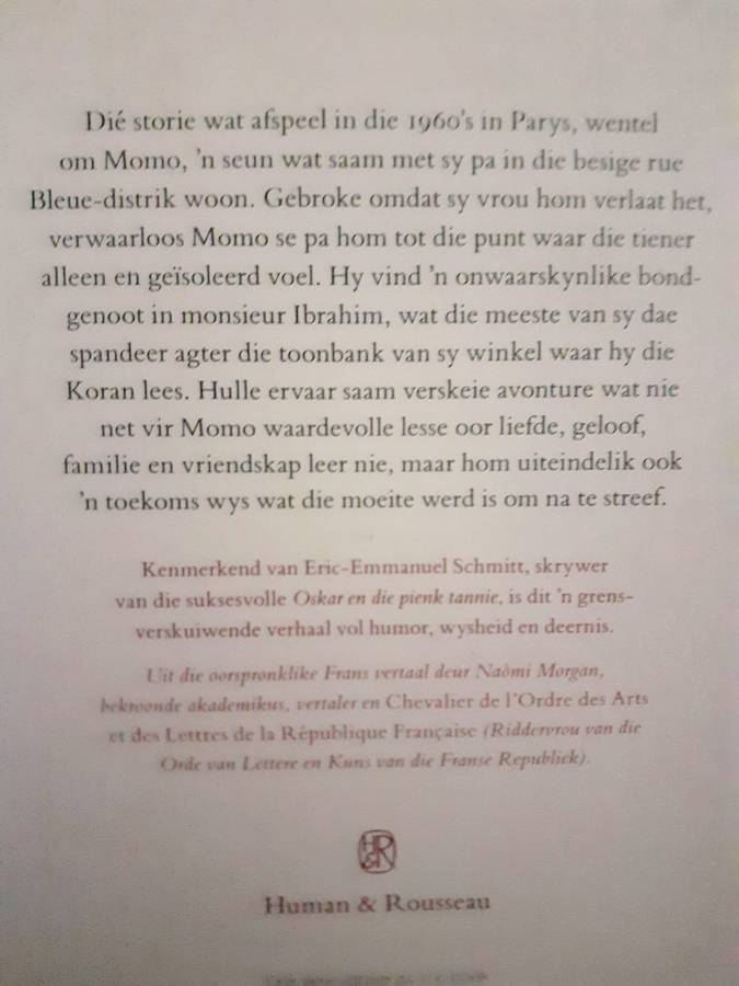 Monsieur Ibrahim en die Blomme van die Koran ~ Eric-Emmanuel Schmitt