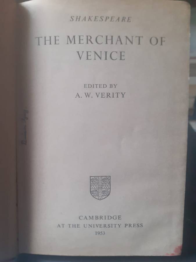 The Merchant of Venice ~ edited by A W Verity - Pitt Press Shakespeare