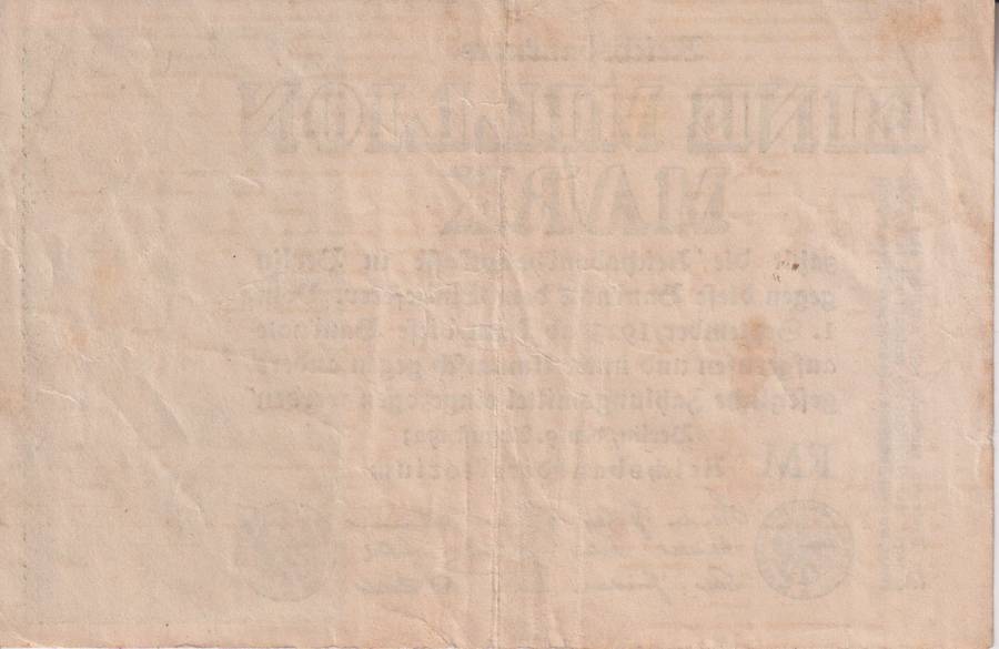 Germany 1,000,000 Mark 1923 P102c  XF GRID WATERMARK