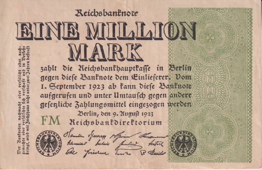 Germany 1,000,000 Mark 1923 P102c  XF GRID WATERMARK