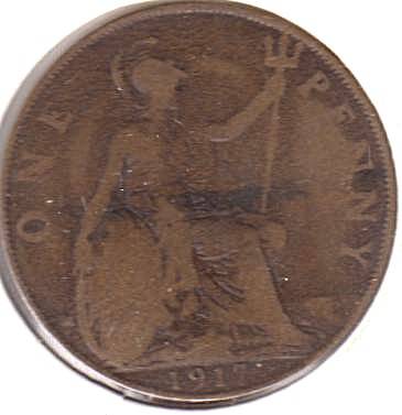 GREAT BRITAIN 1 PENNY  1917 IN COIN FLIP