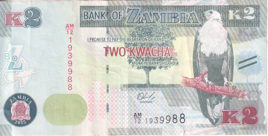 ZAMBIA 2 KWACHA 2015 P56 VF