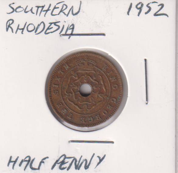 SOUTHERN RHODESIA  ½ PENNY 1952 IN COIN FLIP