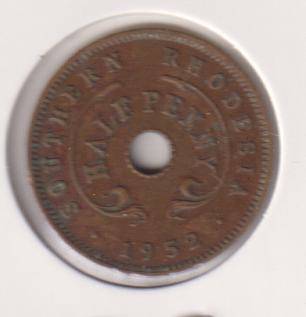 SOUTHERN RHODESIA  ½ PENNY 1952 IN COIN FLIP