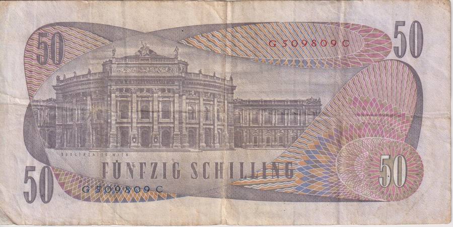 AUSTRIA 50 SHILLINGS 1970 P143 VF