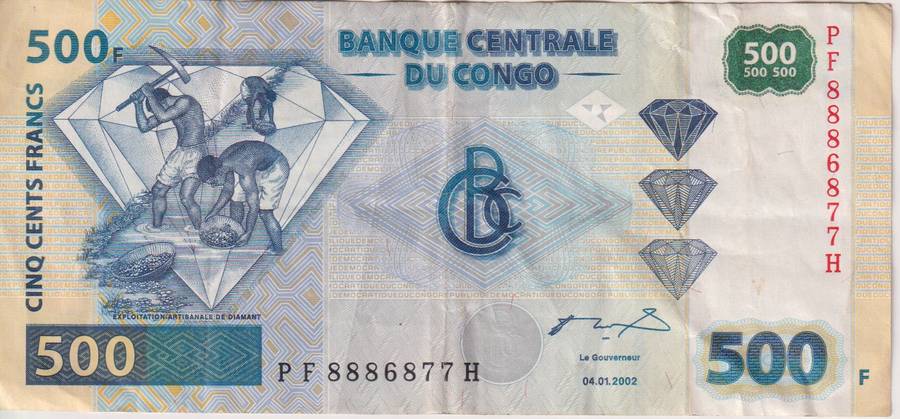 Congo Democratic Republic 500 Francs 2002 P-96 VF