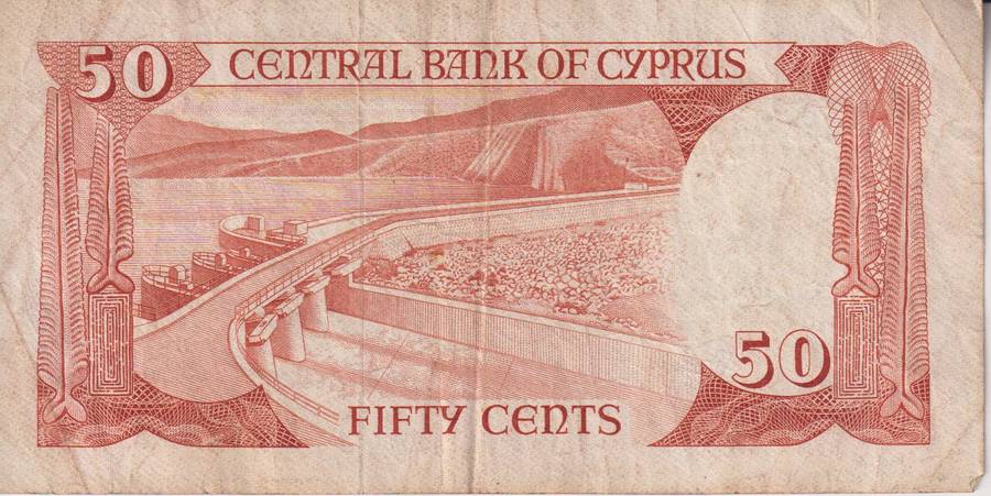 CYPRUS 50 Cents  1984 P49 VF