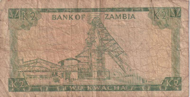 ZAMBIA 2 KWACHA 1975 P20  VG