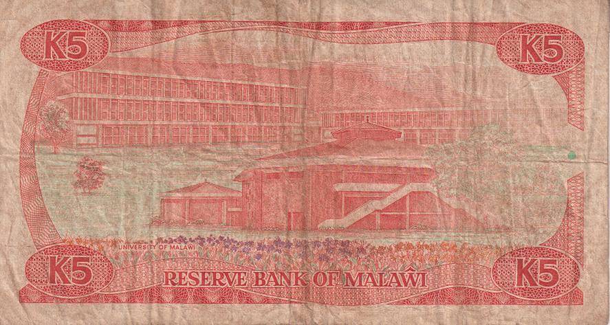 MALAWI 5 KWACHA 1986 P20  F
