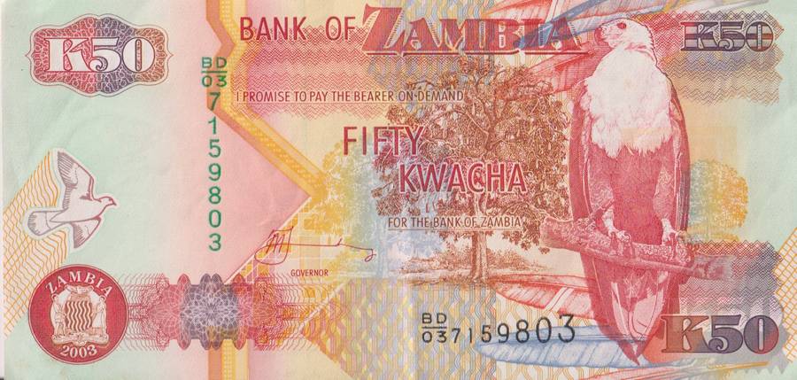 ZAMBIA 50 KWACHA 2003 P 37 UNC