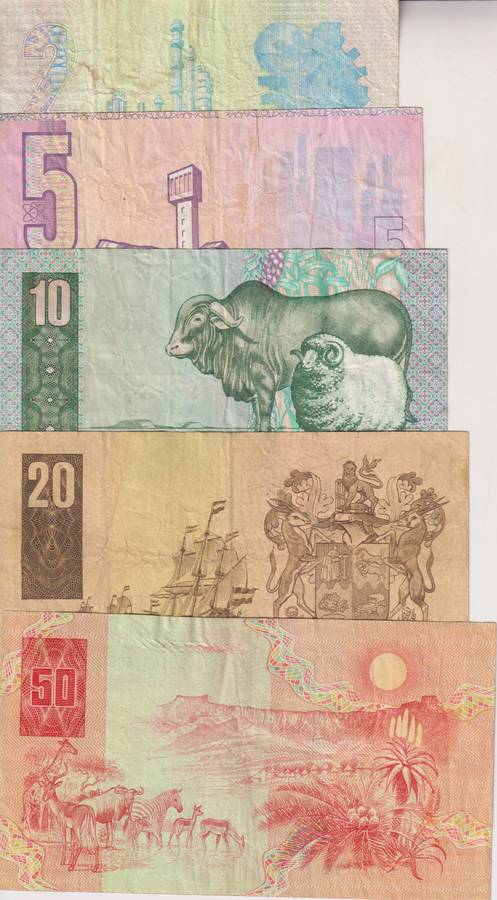 SOUTH AFRICA - STALS SET - 2, 5, 10, 20 & 50 RANDS - USED