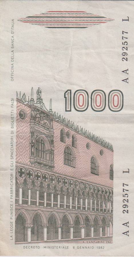 ITALY 1000 Lire (Marco Polo) 1983-88 - P109 VF