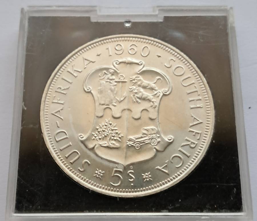 UNION OF SOUTH AFRICA - 1960 5 SHILLINGS - SILVER - UNION BUILDING - Excellent condition