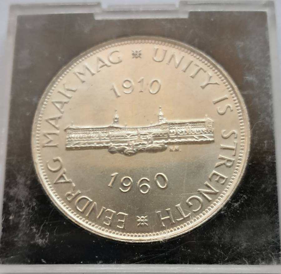 UNION OF SOUTH AFRICA - 1960 5 SHILLINGS - SILVER - UNION BUILDING - Excellent condition