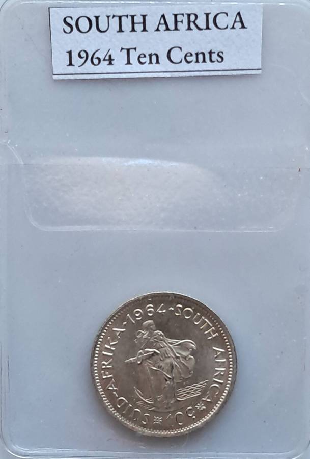 SOUTH AFRICA   1964 Ten cent #R21 UNC - Silver 0.500, Copper 0.500