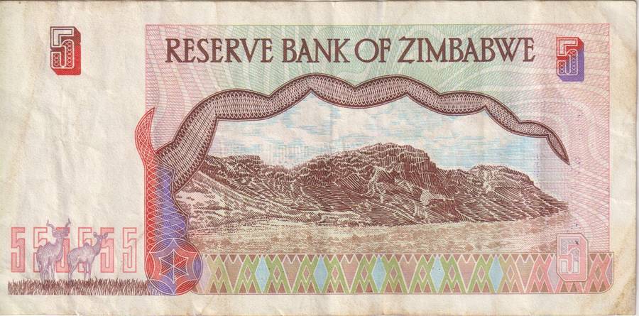 ZIMBABWE 5 DOLLARS P5 1997 VF