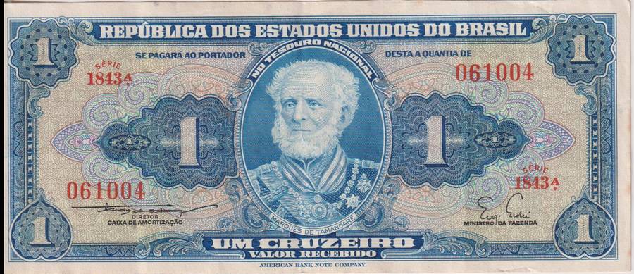 BRAZIL 1  CRUZEIRO 1955 P150 XF