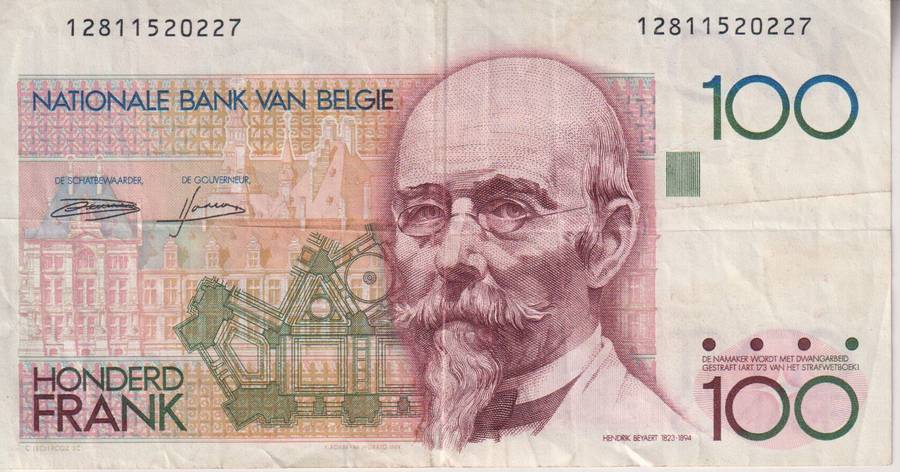 BELGIUM 100 FRANCS 1978-79 P140a  VF