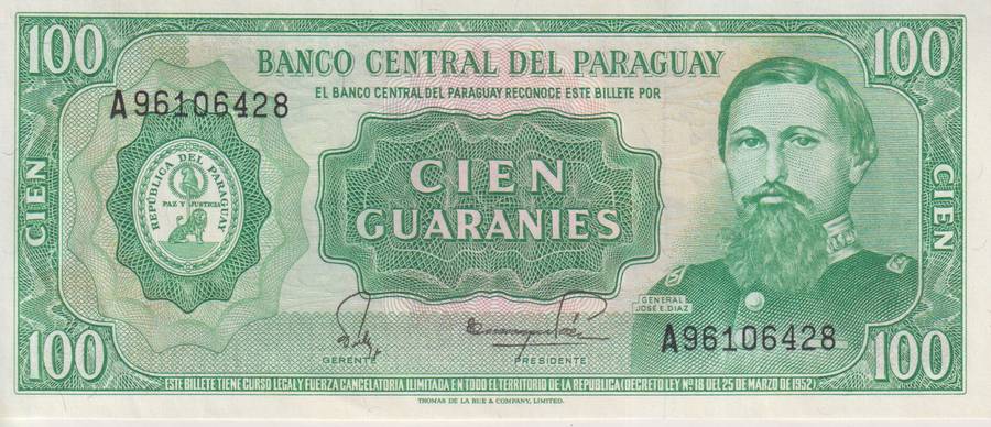 PARAGUAY 100 GUARANIS 1963  P198 A-UNC
